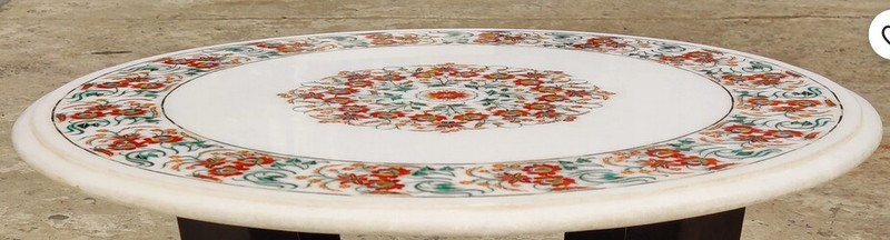 30" White marble Coffee Center Table Top Inlay Mosaic Room Decor Hh3 gallery
