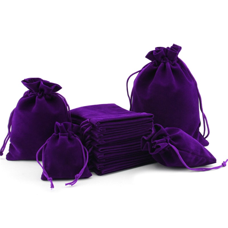 25-100pc Wholesale Gift Pouch Drawstring Velvet Flannel Jewelry Drawstring Bags gallery