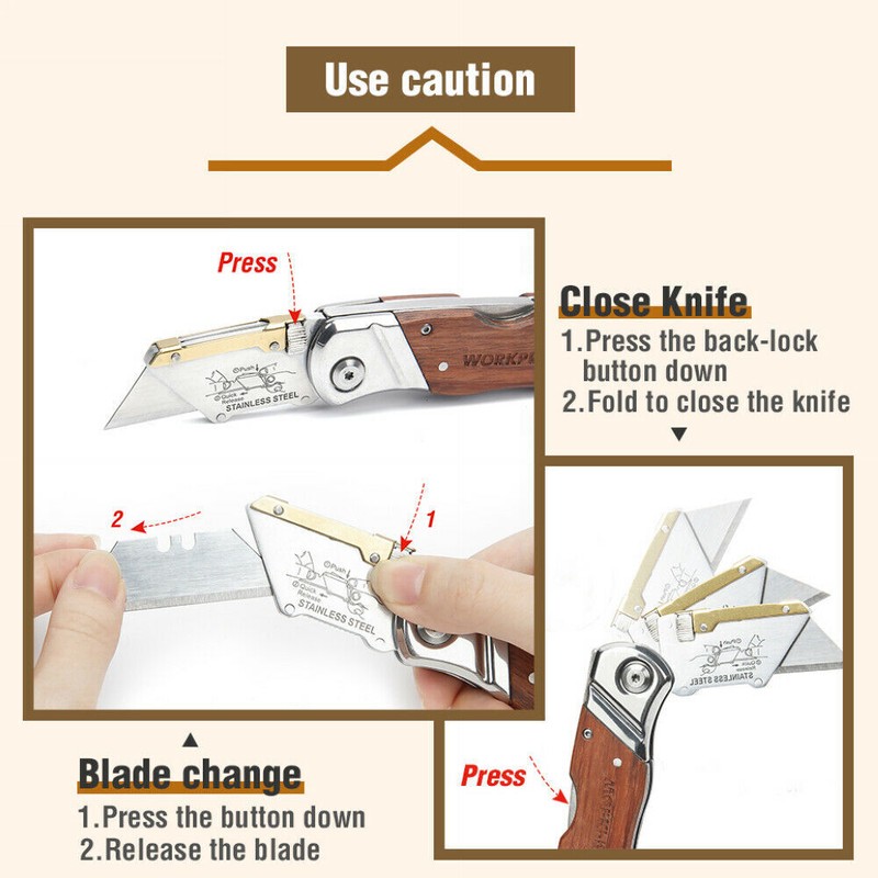 Folding Utility Knife QUICK CHANGE BLADE With Belt Clip Camping Knife Back Lock gallery