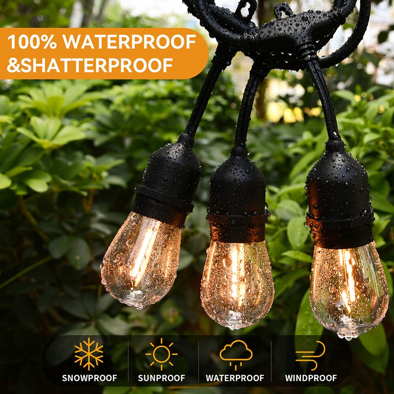 48FT Outdoor String Lights Weatherproof for Wedding Patio Garden Backyard Party gallery