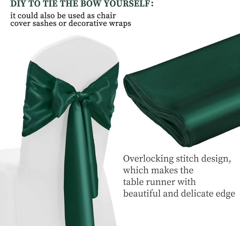 12 Pack Emerald Green Satin Table Runner 12 X 108 Inch Long Premium Table Runner gallery