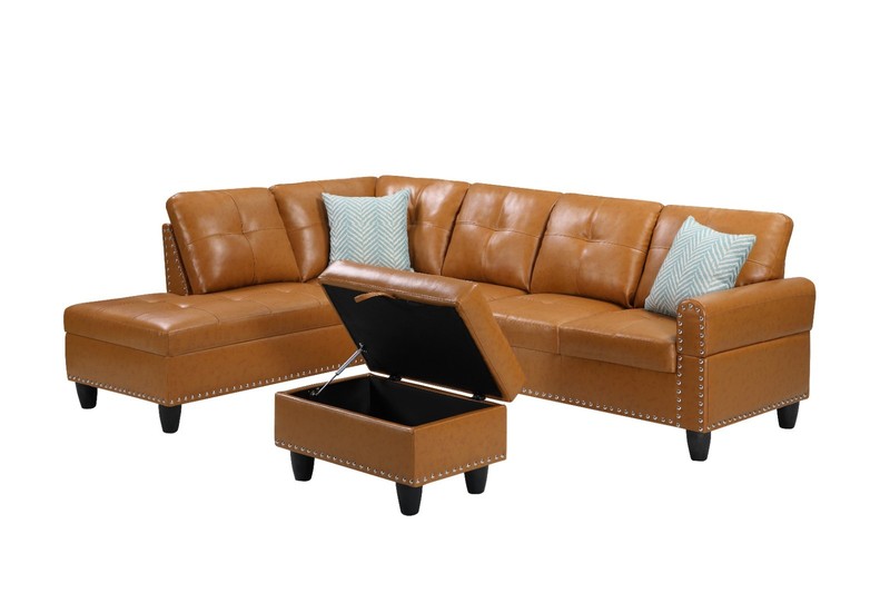 98" Wide L-Shaped Sectional Sofa Set Chaise Living Room Couch Storage Ottoman gallery