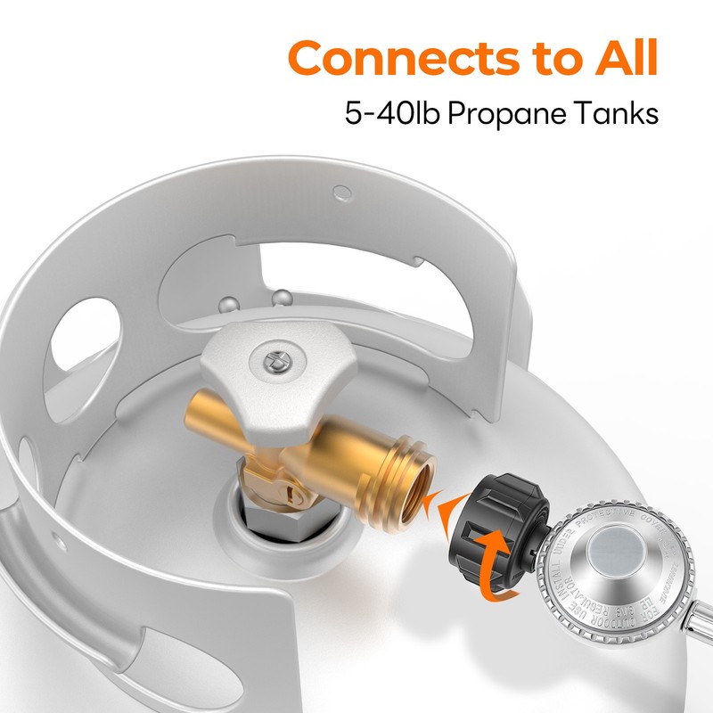 4ft Propane Regulator High Pressure, Adjustable with Hose & PSI Gauge gallery