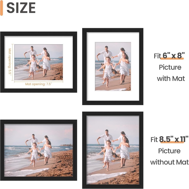 Classic Wall-Mounted Black Picture Frame 8.5x11: Ideal for Stunning Displays gallery
