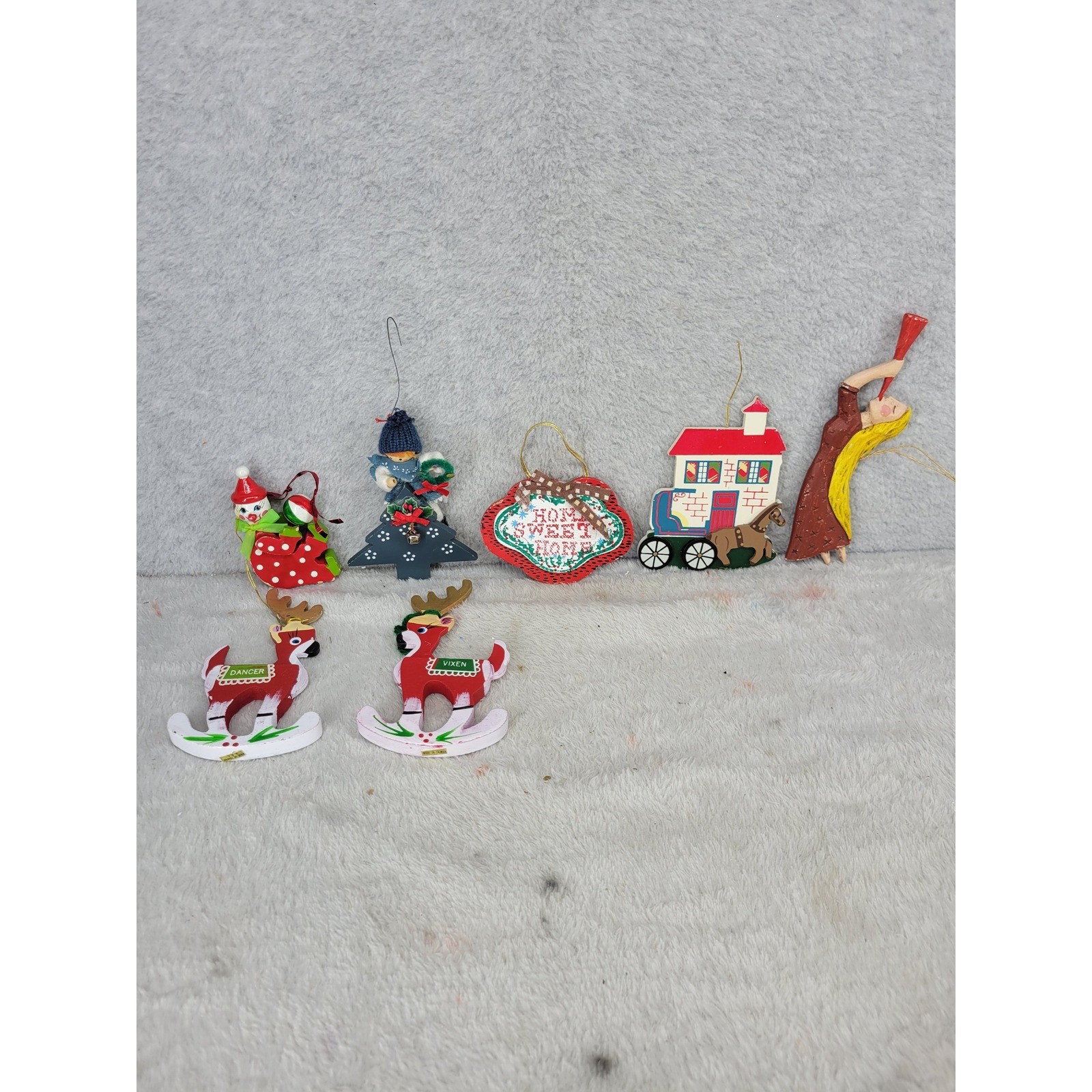 7 Christmas Ornaments Set Tree Reindeer Home Sweet Home Angel Tree Ornaments gallery