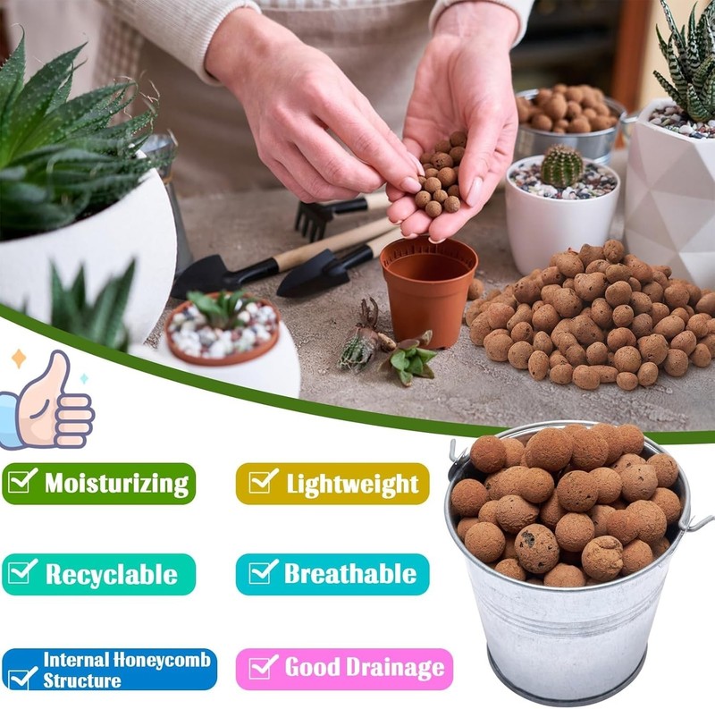 2 LB Natural Expanded Clay Pebbles for Plants 4mm-16mm Clay Balls 100% Organi... gallery