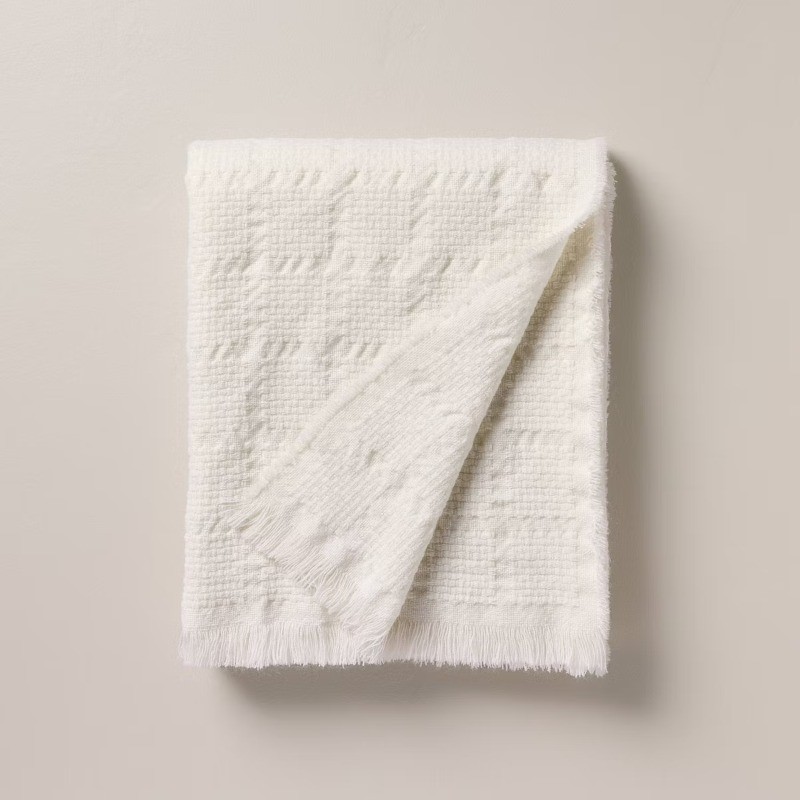 Woven Grid Throw Blanket Cream gallery