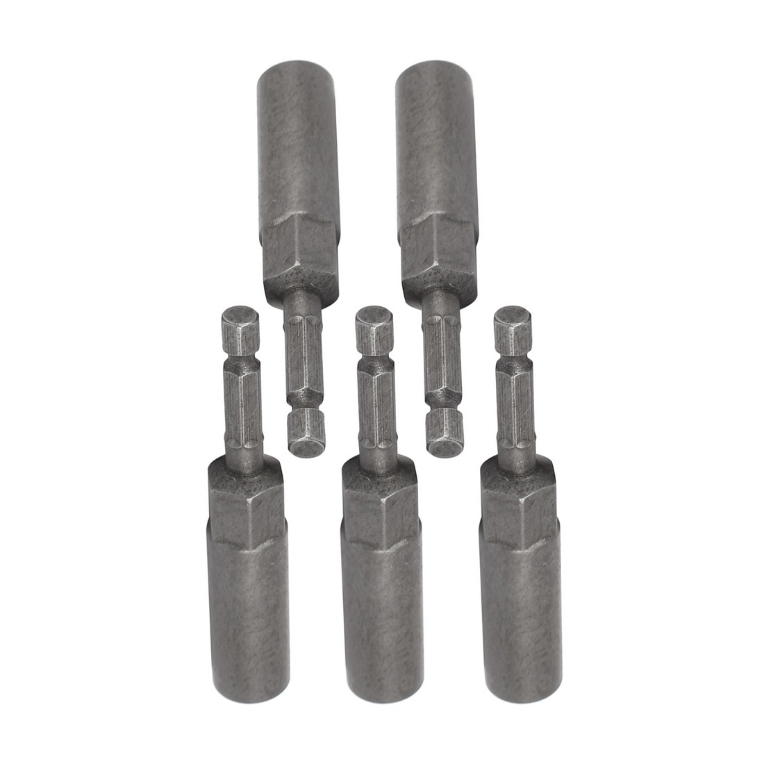 5 Pcs 81mm Length 1/4" Hexagonal Deep Socket Nut Gray gallery