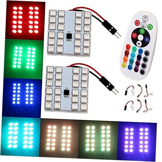 1-Set(2PCS) RGB 5050 24SMD LED Panel Dome Light Auto Remote Controlled gallery