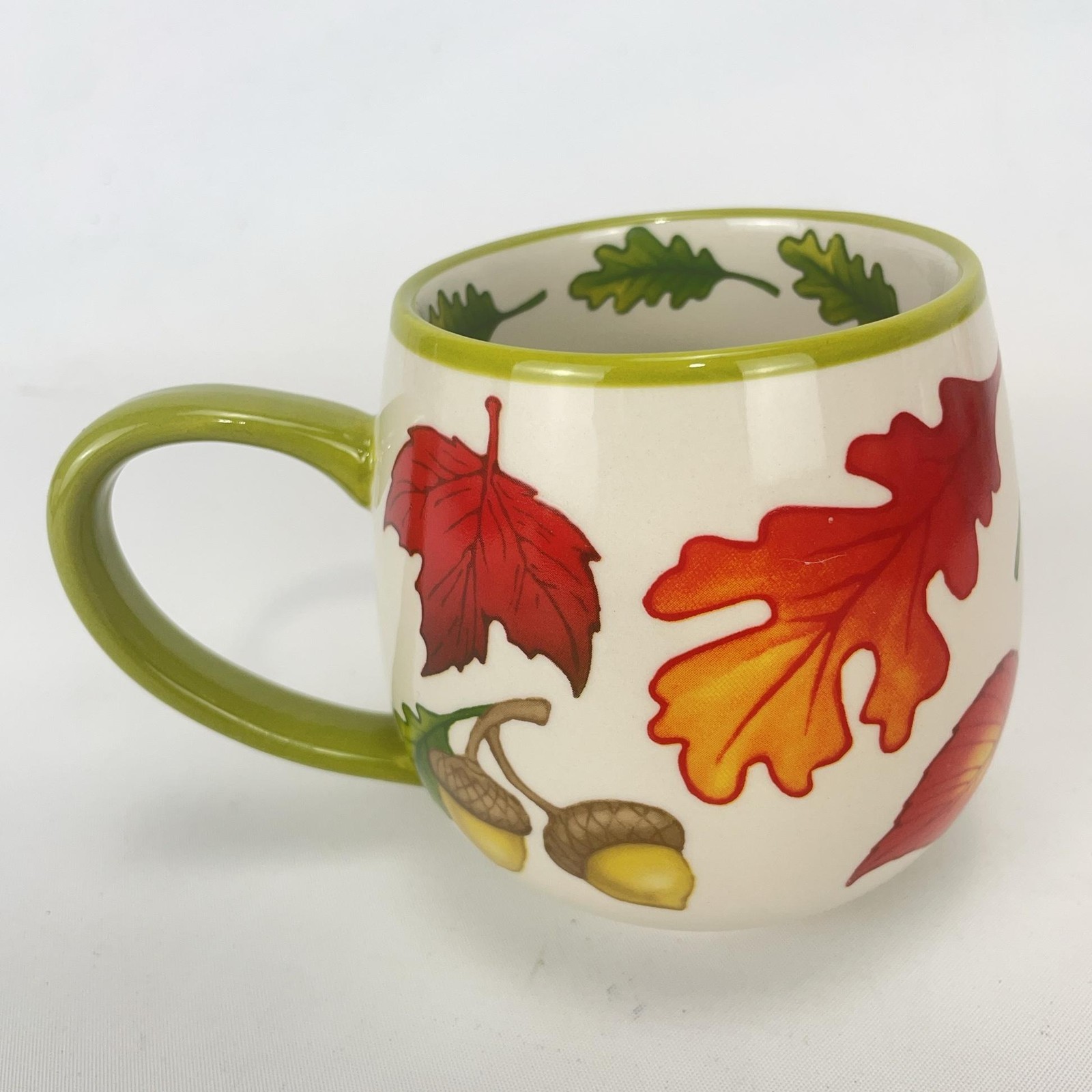 Temptations By Tara Fall Leaf Coffee Mug Set of 4 14 Oz Ceramic Green gallery