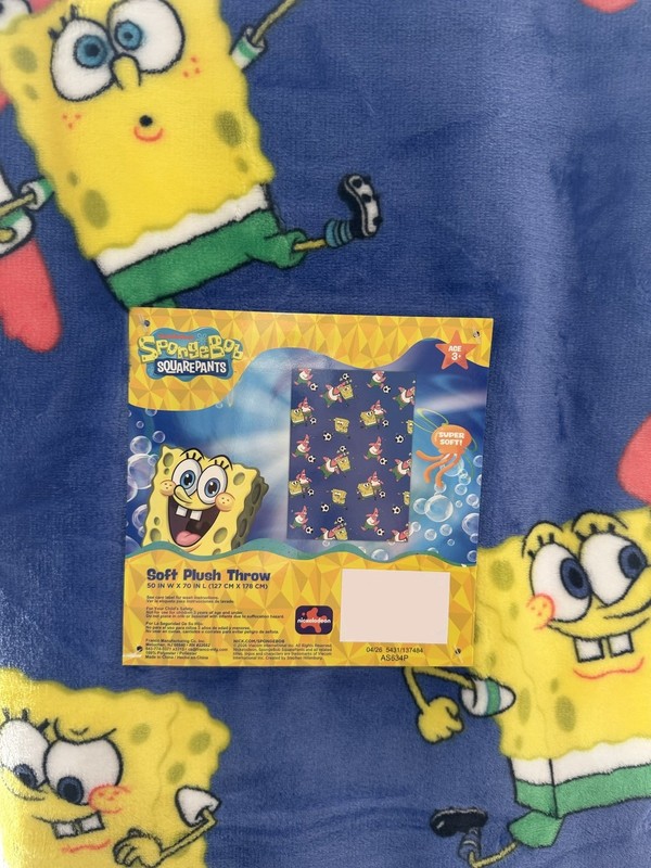 Nickelodeon SpongeBob & Patrick Plush Throw Blanket 50 x 70 in Blue Washable gallery