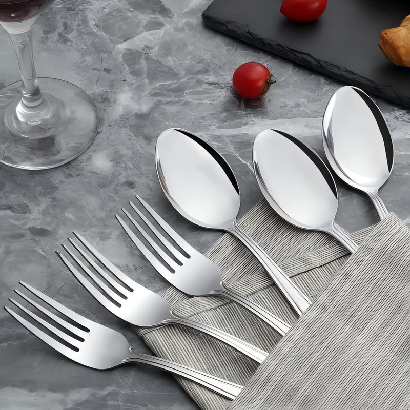Forks and Spoons Silverware Set - 24-Piece Food Grade Stainless Steel Silverw... gallery