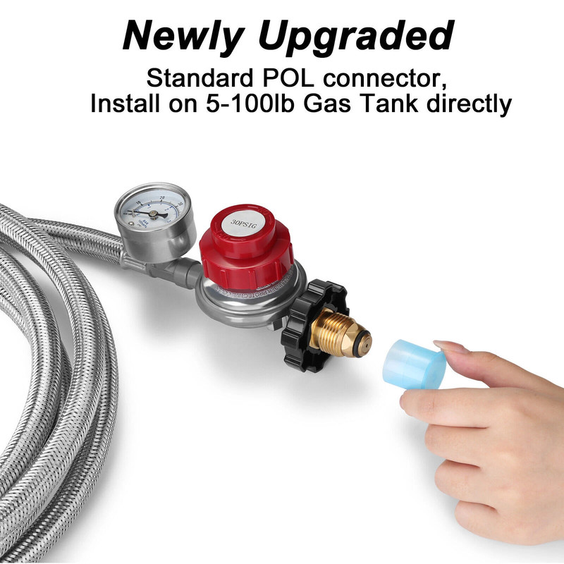 12FT High Pressure Adjustable Propane Gas Regulator Hose Indicator, Stainless gallery