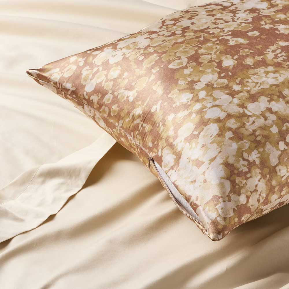 Standard Solid Silk Pillowcase Blush Pink Impressionist Print - Casaluna gallery