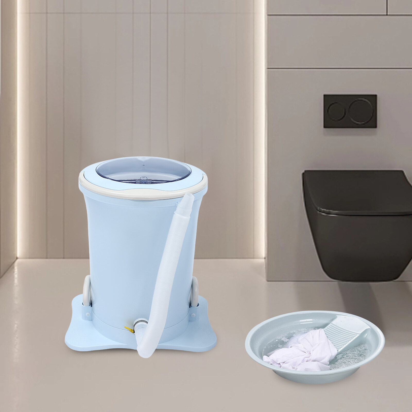 12L Manual Clothes Spinner Dryer Portable Hand-Powered Dehydrator Blue gallery