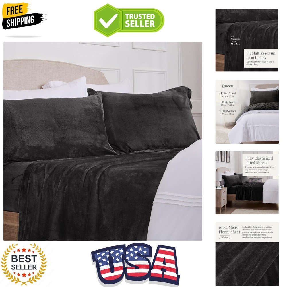 Ultra Soft Micro Fleece Sheets Set with Extra Deep Pockets | Extra Soft Velve...