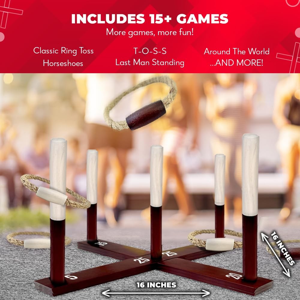 Swooc Games - Premium Rustic Ring Toss Game (All Weather) - Standard, Brown gallery