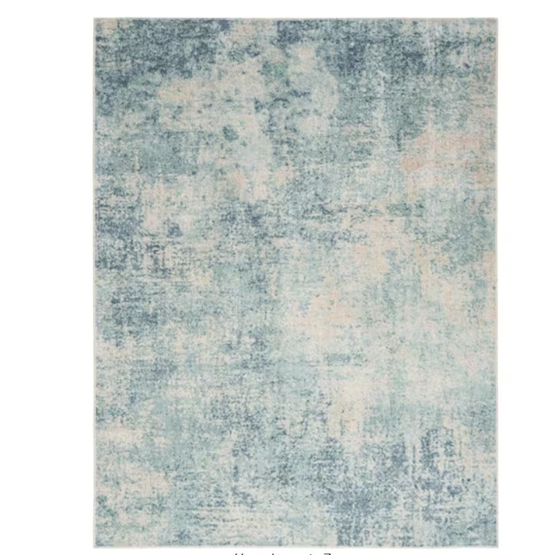6x9ft Low Pile Area Rug, Abstract Teal Design, Machine Washable Living Room Rug gallery
