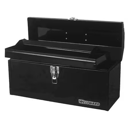 Westward 44Zj90 Westward Tool Box, Plastic, Steel, Black, 20 In W X 8 In D X 8 gallery