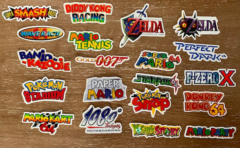 20 Nintendo 64 Logo Stickers - White, Clear or Holographic - Super Mario Kart gallery
