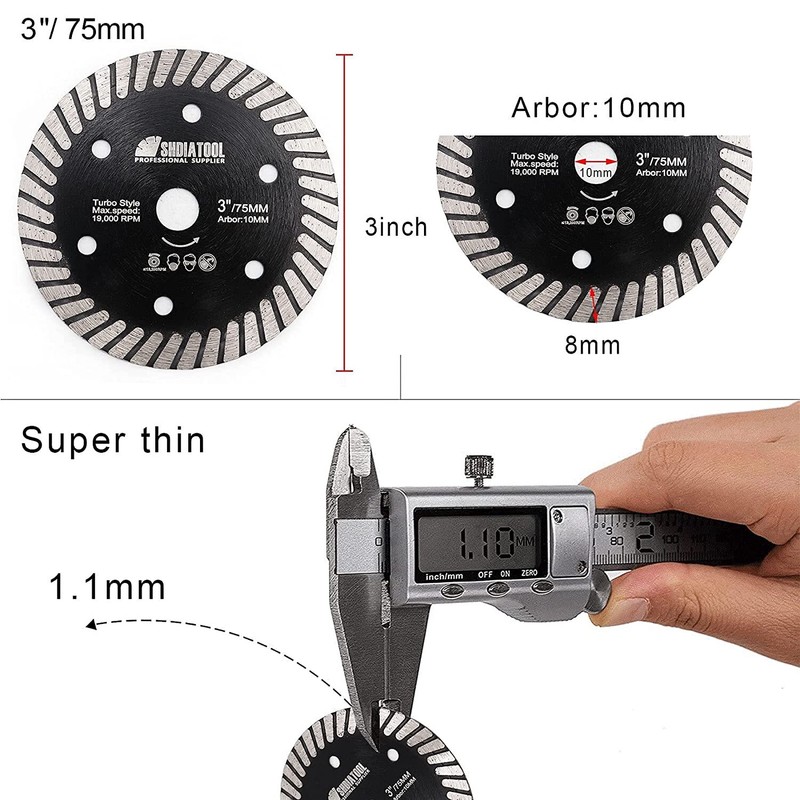 2pcs 3''/75mm Diamond Tile Cutter Blade Cuts Ceramic Circular Cutting Disc Wheel gallery