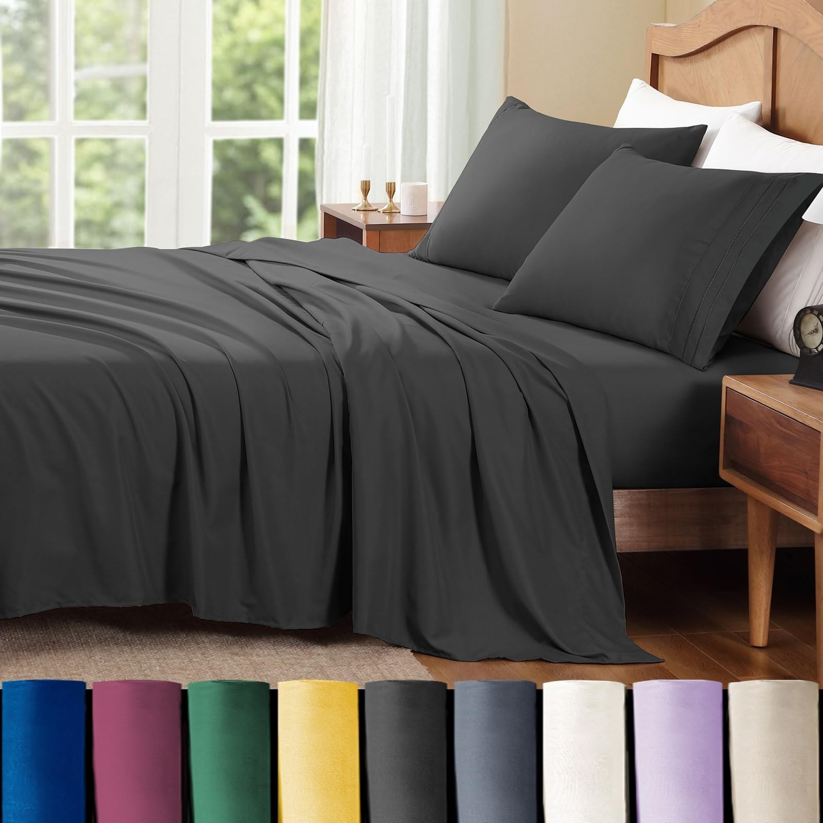ClevaHome Queen Sheet Set, 4-Piece Bed Sheets for Queen Size Bed, Lightweight... gallery