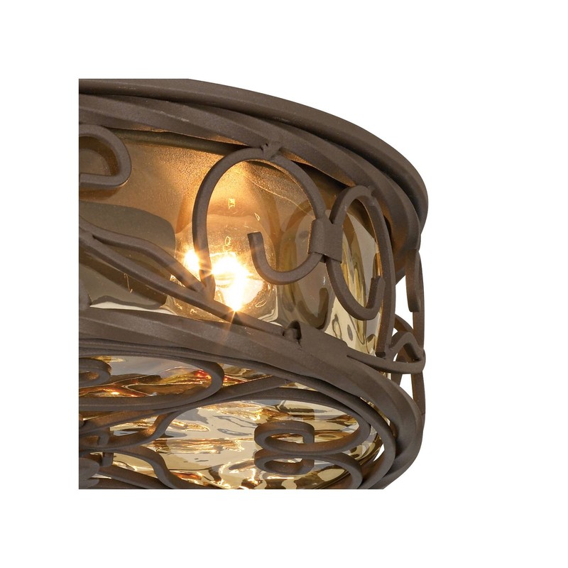 Casa Seville Rustic Flush Mount Outdoor Ceiling Light Fixture Dark Walnut 12" gallery