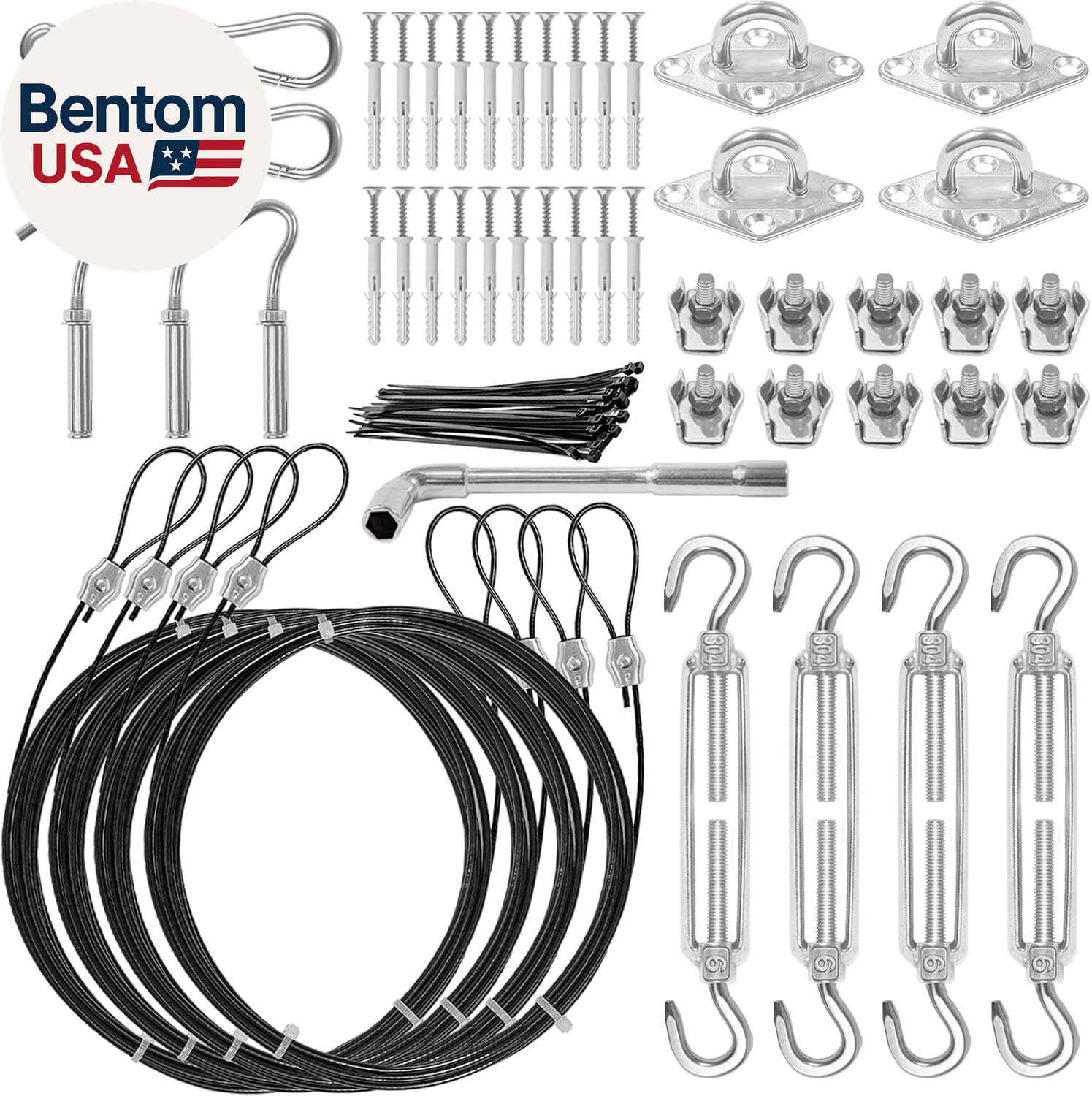 Sun Shade Sail Hardware Kit,304 Stainless Steel Cable Wire with Nylon Coating-4 gallery