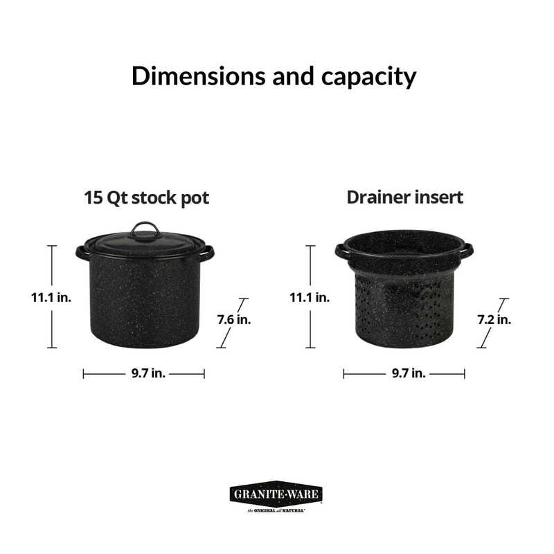 Granite Ware 7.5 Qt 3 Piece Multiuse Pasta Pot Set, Strainer Pot with lid gallery