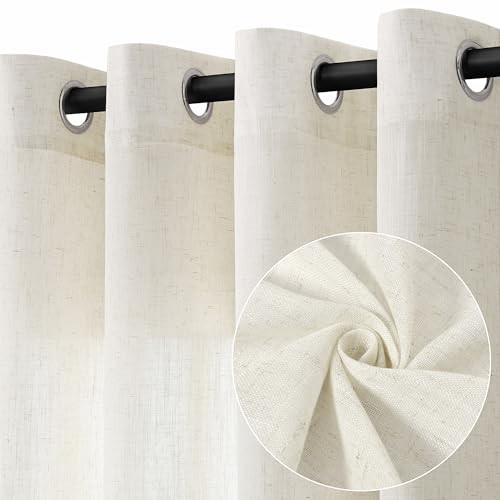 Cream Linen Curtains 108 Inch Length 2 Panels 52"W x 108"L (Pack of 2) Natural gallery