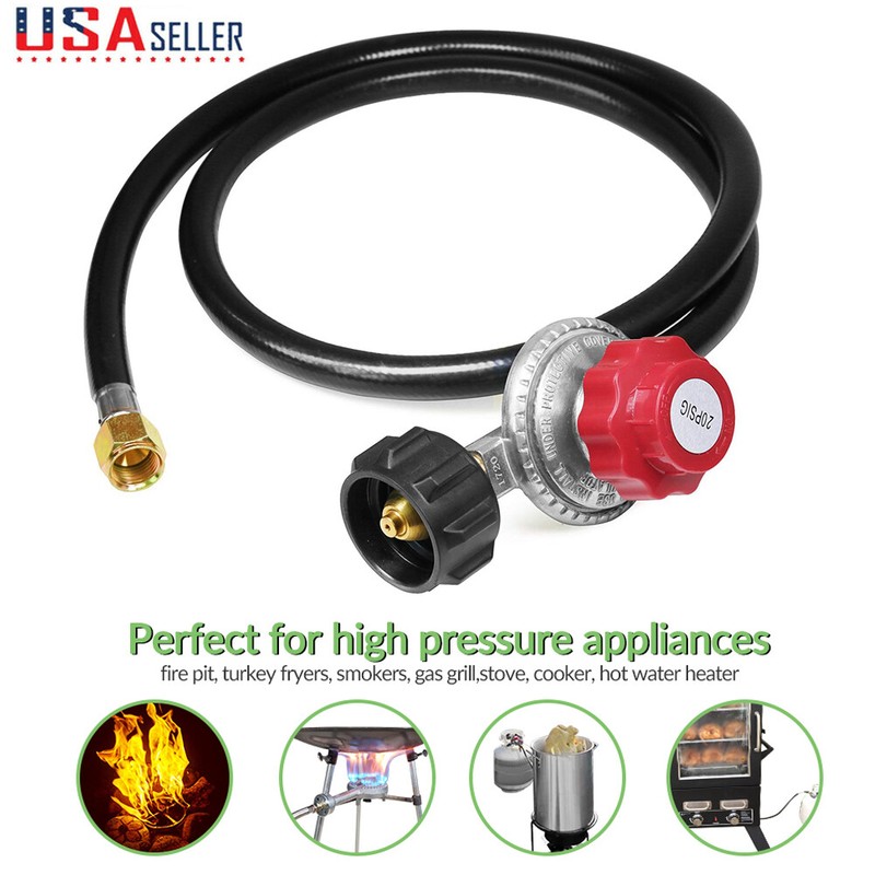 4FT 20PSI Adjustable Propane Tank Regulator Hose Gas Grill Burner Heater Stove gallery