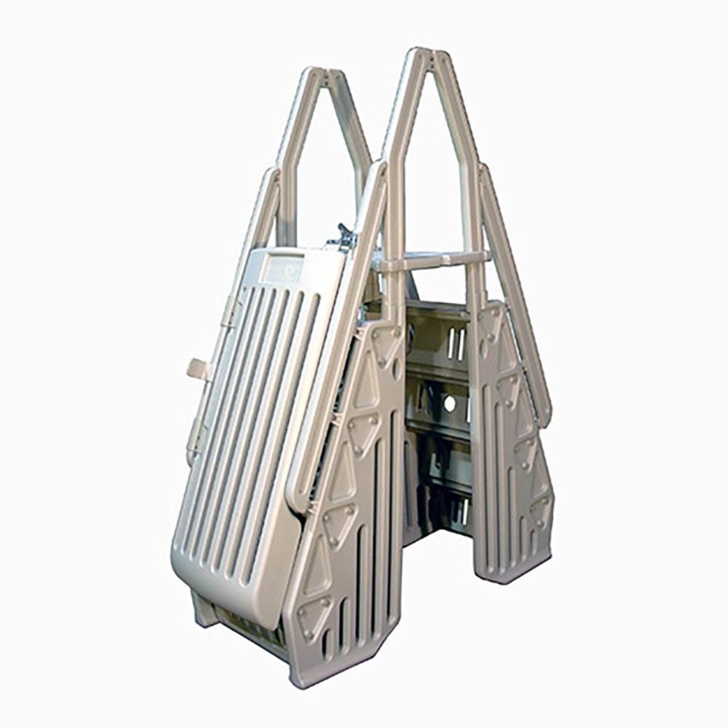 Vinyl Works AF Adjustable 24 Inch Gated Entry Above Ground Pool Ladder, Taupe gallery