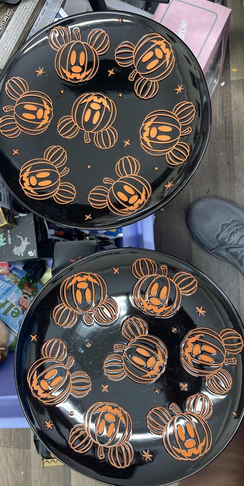 Disney by Zrike Mickey Mouse Ceramic Halloween Black/Orange Dinner Plates (2) gallery