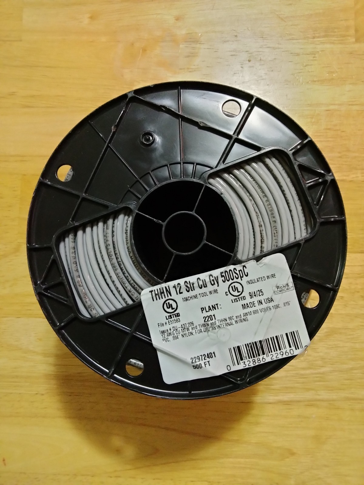 500 ft. #12 Gray Stranded 12 AWG 12 Gauge CU THHN Wire gallery