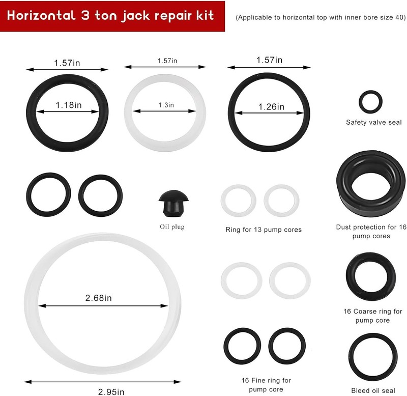 Sun Walker 17 PCS Floor Jack Seal Kit, 3 Ton Horizontal Jack O-Ring Seal Replace gallery