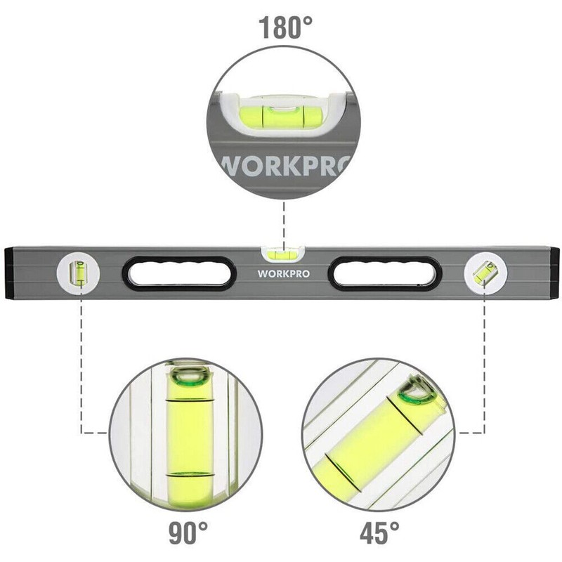 WORKPRO Spirit Level Set 3 Pieces 9" Torpedo Level 16"＆24" Box Beam Spirit Level gallery