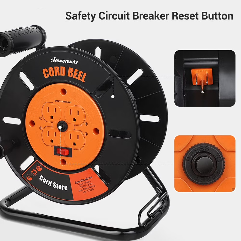 DEWENWILS Retractable Extension Cord Reel for 100 ft of 14 or 16 gauge cord gallery
