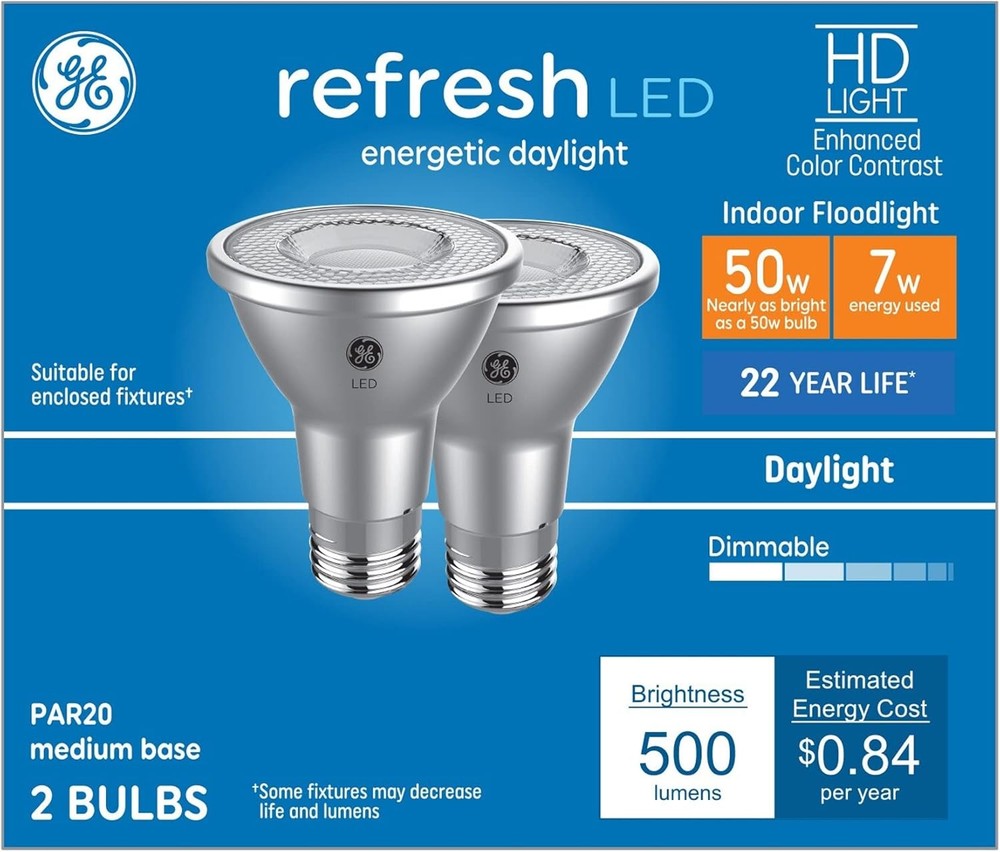 Daylight Medium screw base E26 Dimmable LED Spot Flood Light Bulb 2 -Pack