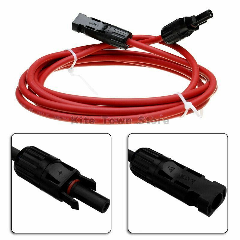 New 1 Pair Black + Red Solar Panel Extension Cable Wire Connector 12/10 AWG gallery