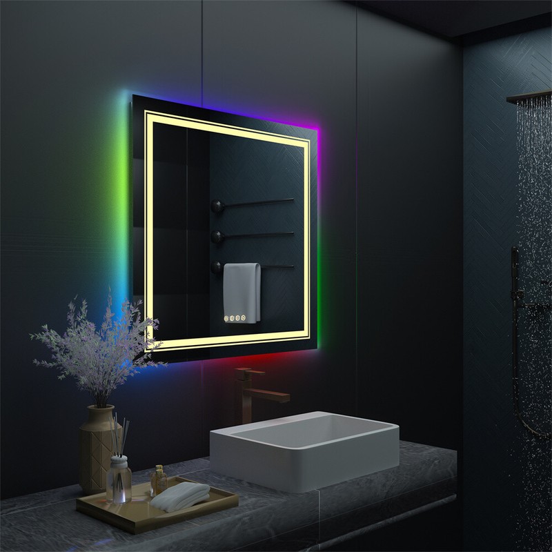 Bathroom LED Vanity Mirror Dimmable Anti-fog Smart RGB Backlit + Front Light US gallery