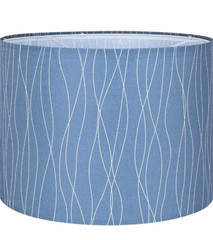 Blue Fabric Drum Lamp Shade Wavey Lines 13″ x 13″ x 10″