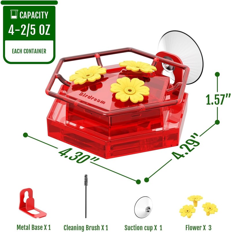 Birdream 2 Pack Window Hummingbird Feeders for Outdoors, Hummingbird Feeder with gallery