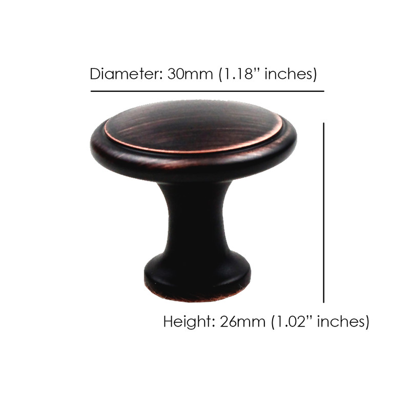 25 Pack Round Disk Knobs *Oil Rubbed Bronze* Kitchen Bath Cabinet Pull Handles gallery
