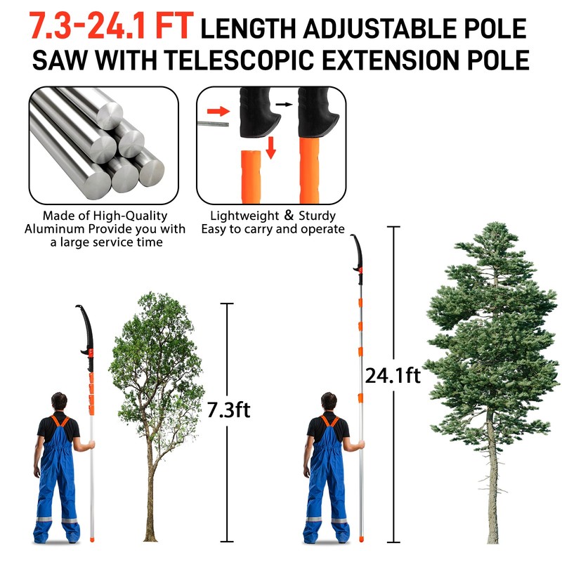 24 Feet Tree Pole Pruner, Durable Tree Trimmers Handle, Manual Branches Trimmer gallery