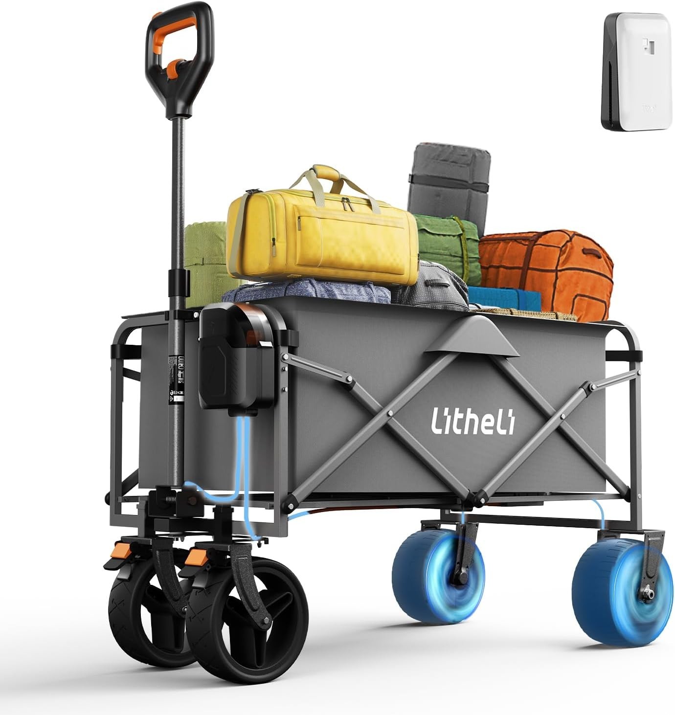 Electric Folding Utility Wagon Cart – All-Terrain Portable Powered Wagon with... gallery