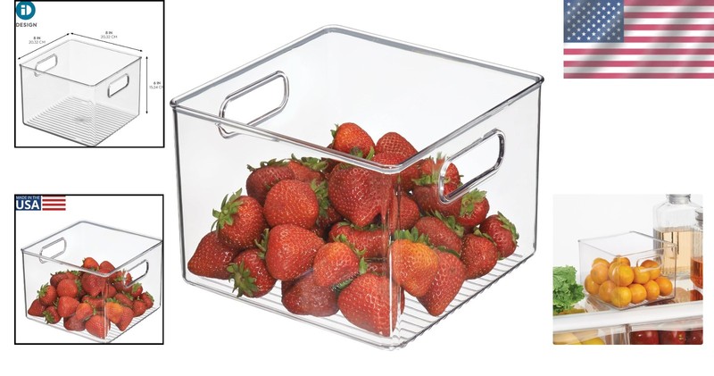 Durable Clear Food Storage Bin with Handles - 8"L x 8"W x 6"H for Easy Access gallery