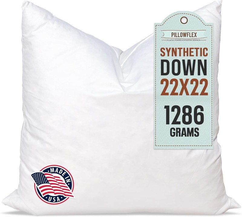 Synthetic Down Pillow Insert - 22x22 Down Alternative, Ultra Soft Large Squar... gallery