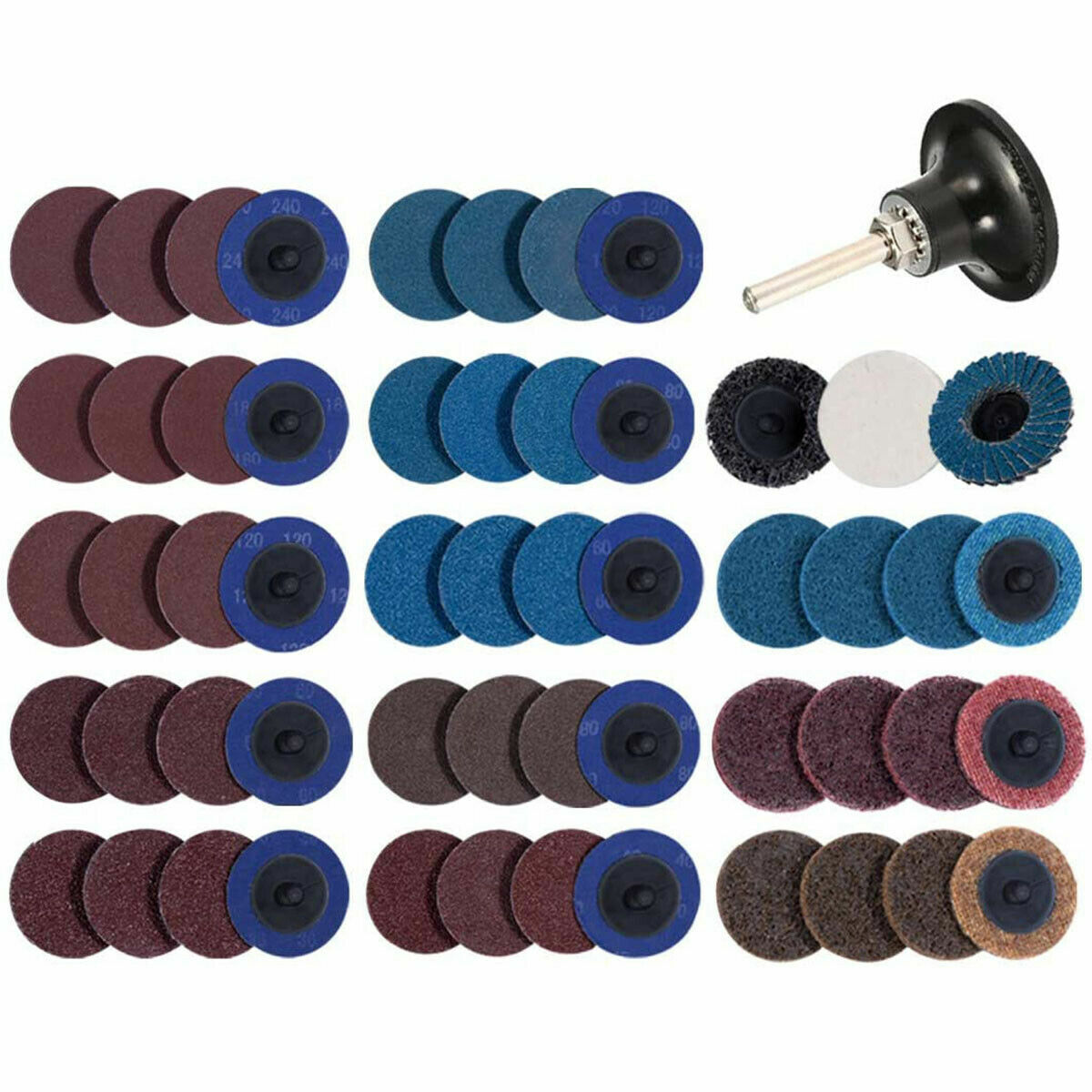 71PCS 2" Roll Lock Sanding Discs Set W/ 1/4 Holder Die Grinder Quick Change Disc gallery