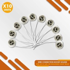 10 PCS – Wire Connection Socket Holder for GU10 LED Light or Hologen Light Bulb