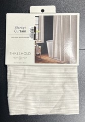 Threshold Micro Striped Shower Curtain 72″ x 72″ Khaki Off White- New With Tags
